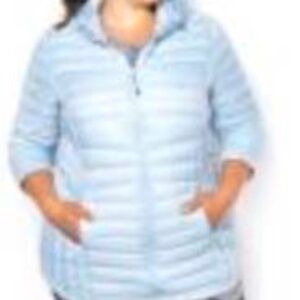 DOWN & FEATHER JACKET, CASHMERE BLUE, SIZE 5X, PACKABLE, FOR COLDER DAYS, WIND &